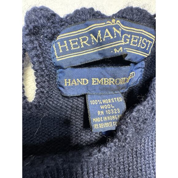 Vintage Herman Geist Cardigan Sweater Hand Embroidered Floral Cottage Core Med - Picture 3 of 9
